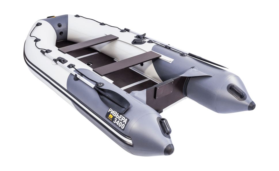 Надувная лодка ПВХ, Ривьера Компакт 3400 СК Комби, светло-серый/графит