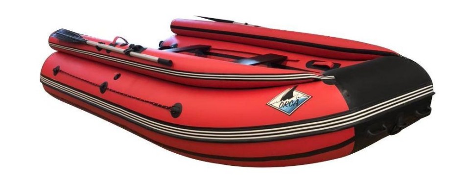 Надувная лодка ПВХ, ORCA 400F НДНД, фальшборт, красный/черный