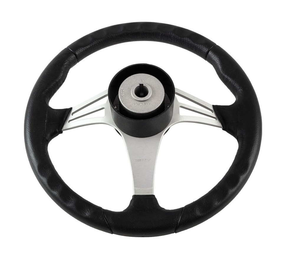 Рулевое колесо ENDURANCE обод черный, спицы серебряные д. 350 мм