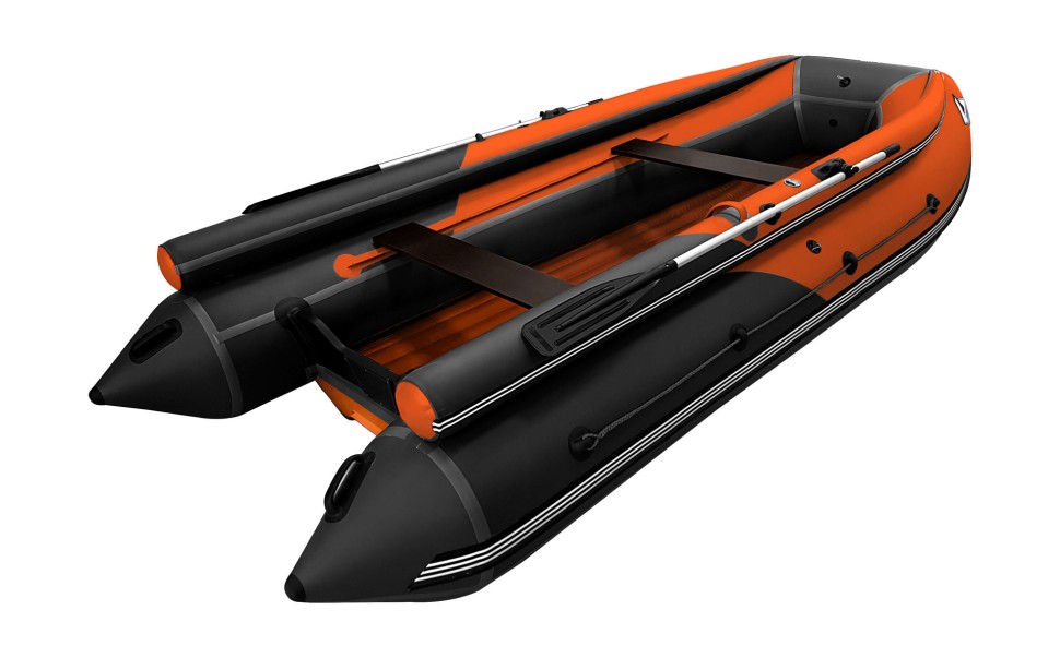 Надувная лодка ПВХ, ORCA 400GTF НДНД, фальшборт, оранжевый/черный
