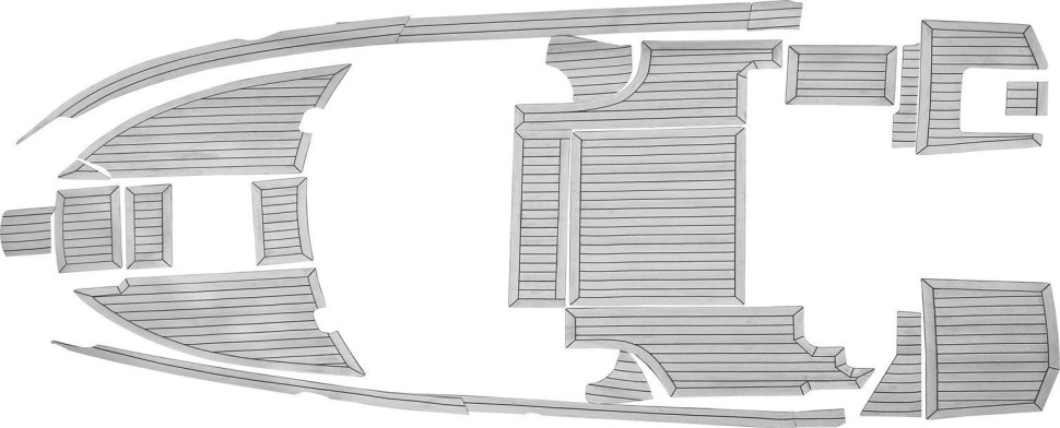 Комплект палубного покрытия Marine Rocket для Hammertone 25 HT, тик серый, черная полоса, с обкладкой
