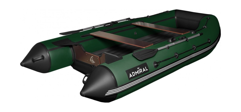 Надувная лодка ПВХ, Адмирал 380 НДНД, зеленый/черный