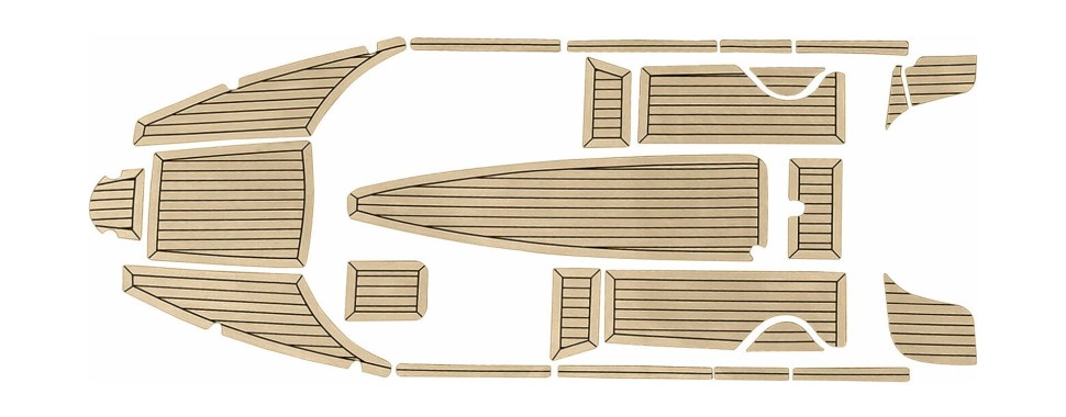 Комплект палубного покрытия Marine Rocket для Феникс 600HT, тик классический, черная полоса, с обкладкой
