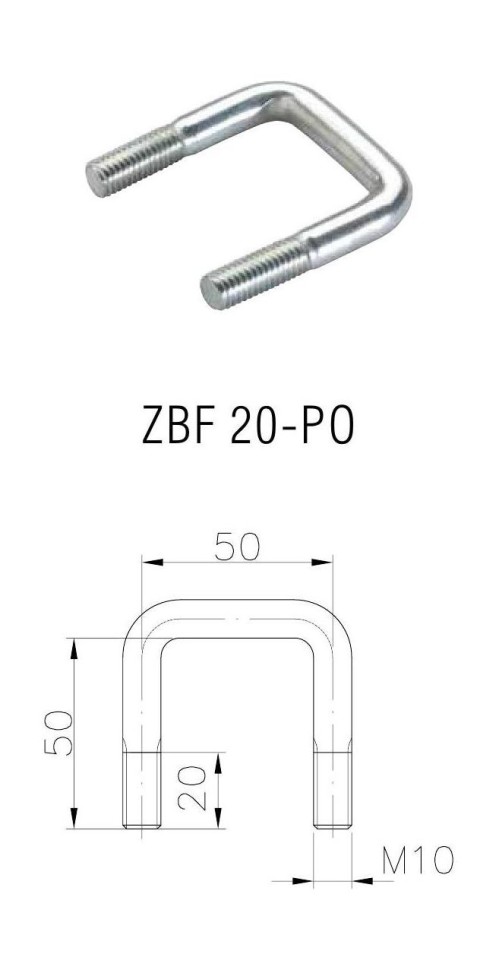 Скоба П-образная 50х50 мм, М10, ZBF 20-PO (W 6751), WINTERHOFF