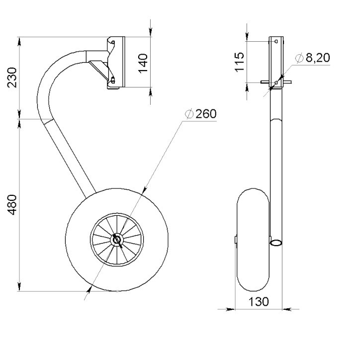 Комплект колес транцевых быстросъёмных для НЛ типа "Солар" (260 мм)