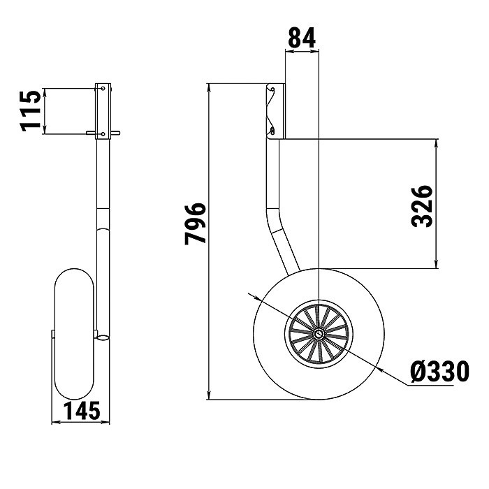Комплект колес транцевых быстросъёмных для НЛ типа "Ротан" усиленные (310 мм)