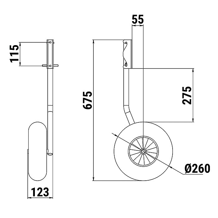 Комплект колес транцевых быстросъёмных для НЛ типа "Ротан" (260 мм)