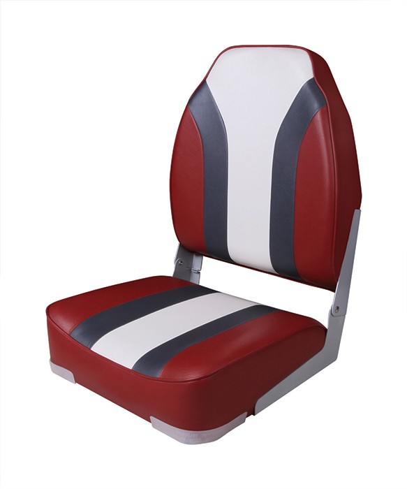 Сиденье мягкое складное High Back Rainbow Boat Seat, красно-белое