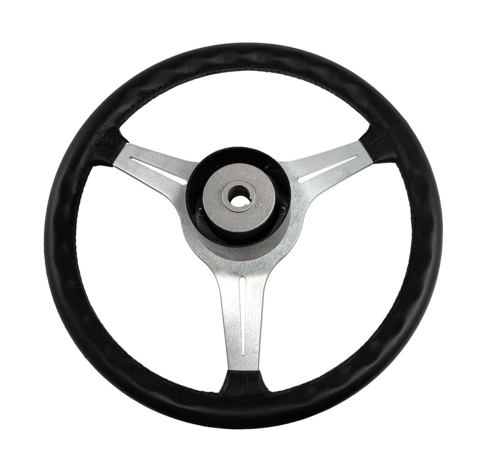 Рулевое колесо LYRA обод черный, спицы серебряные д. 370 мм