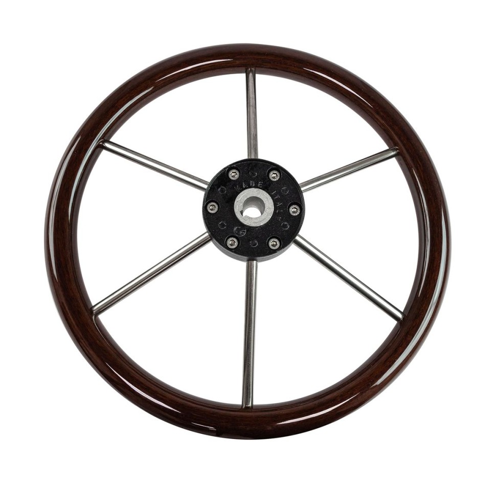 Рулевое колесо LEADER WOOD деревянный обод серебряные спицы д. 390 мм