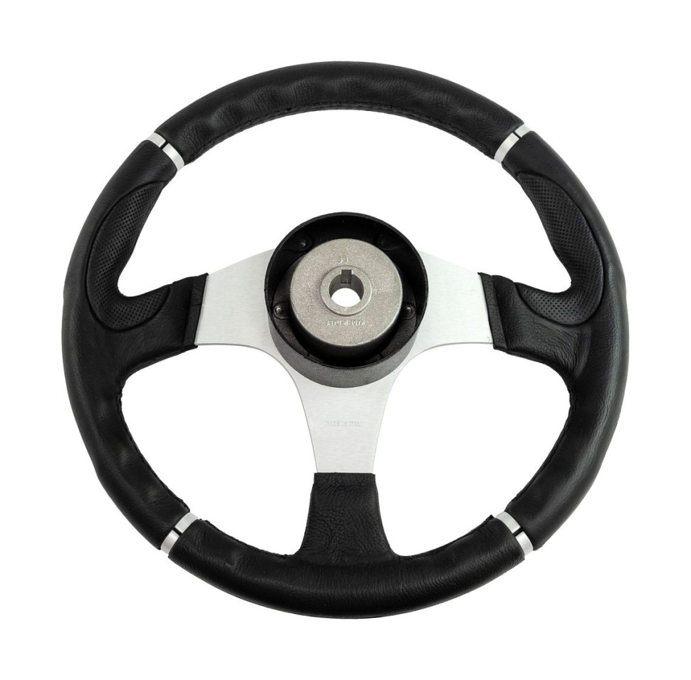 Рулевое колесо ORION обод черный, спицы серебряные д. 340 мм
