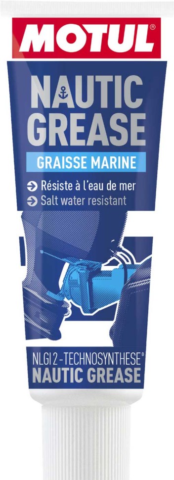 Смазка водостойкая пластичная MOTUL NAUTIC GREASE (200г) синяя, для лодочных моторов
