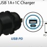 Разъем USB 5В 2.1А и USB PD Type-C, 45 Вт
