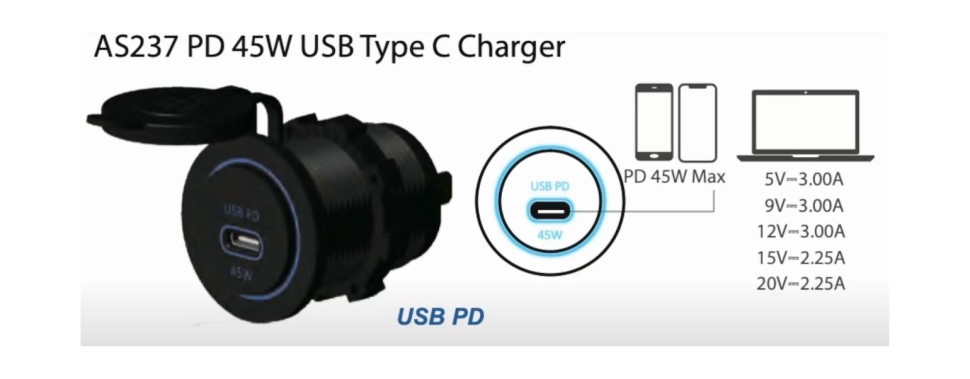 Разъем USB PD Type-C, 45 Вт