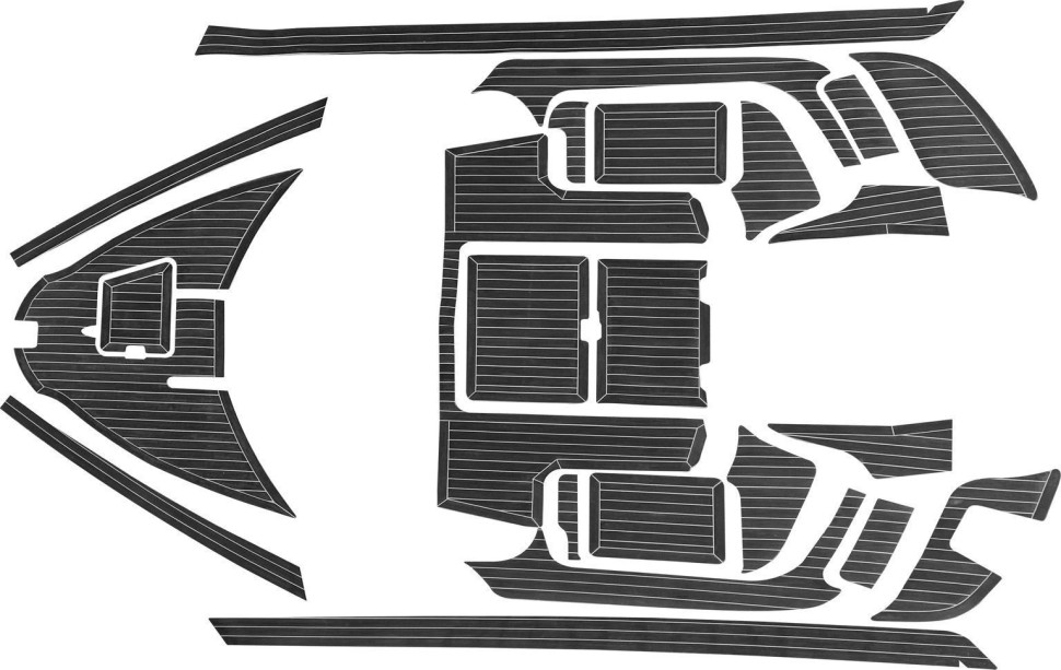 Комплект палубного покрытия Marine Rocket для Yamaha CR-27, тик черный, белая полоса, с обкладкой