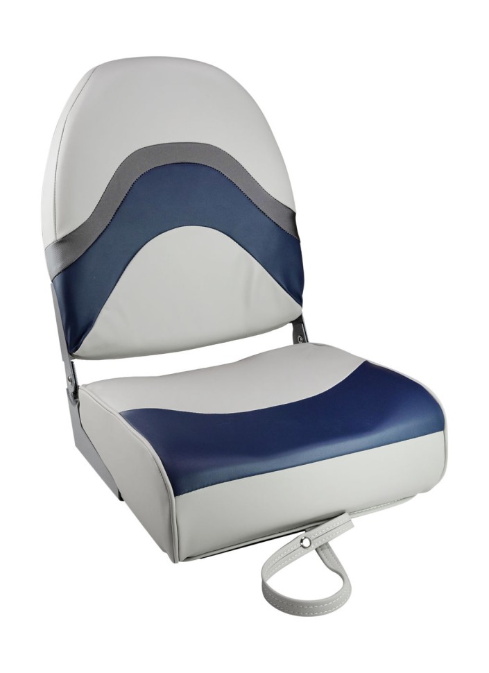 Кресло складное мягкое PREMIUM WAVE, цвет серый/синий